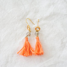 Tassel Rhinestone Earrings in Peach
