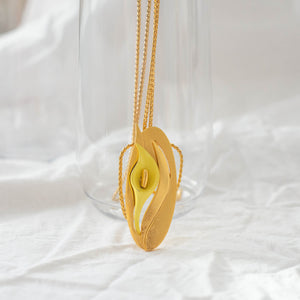Yellow Calla Lily Pendant Necklace