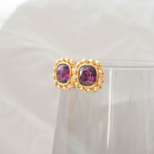 Retro Raspberry Clip On Earrings