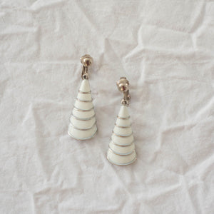 White + Silver Drop Clip-on Earrings