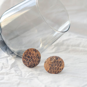 Vintage Snake Embossed Leather Earrings