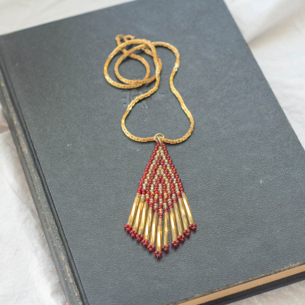 Funky Fringe Bead Woven Necklace