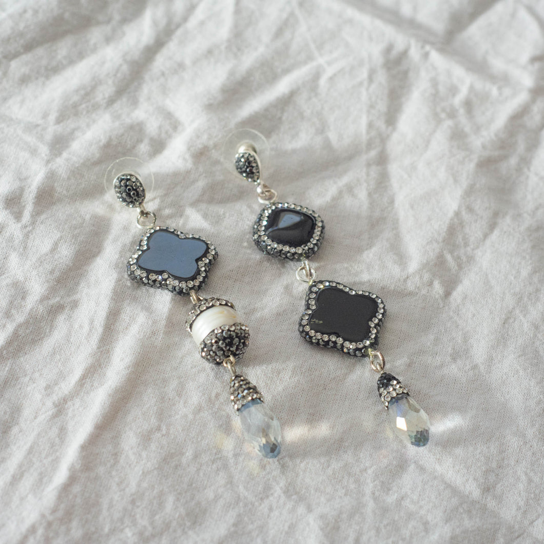 Onyx Assemetrical Earrings
