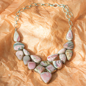 Rhodolite + Sterling Silver Collar Necklace