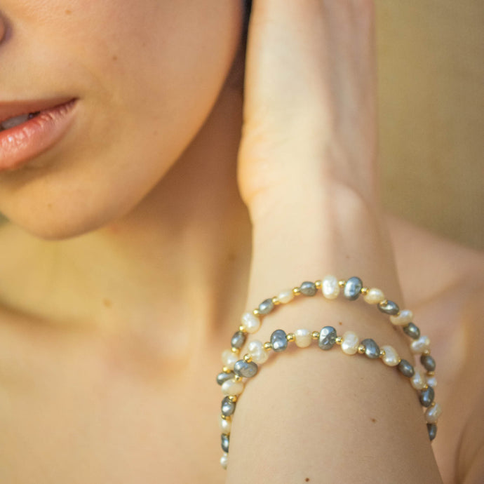 Faux Freshwater Pearl Double Bracelet