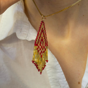 Funky Fringe Bead Woven Necklace