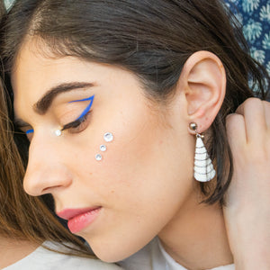 White + Silver Drop Clip-on Earrings