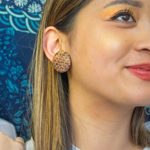 Vintage Snake Embossed Leather Earrings