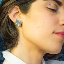 Metallic Powder Blue Enamel Earrings
