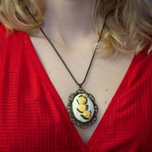 Embroidered Flower Pendant