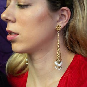 Delicate Gold and White Drop Earrings