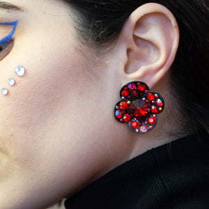Rockin' Ruby Flower Earrings