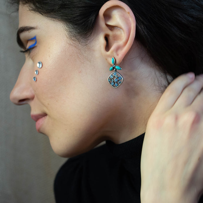 Eclectically Teal Dangle Earrings