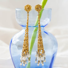 Delicate Gold and White Drop Earrings