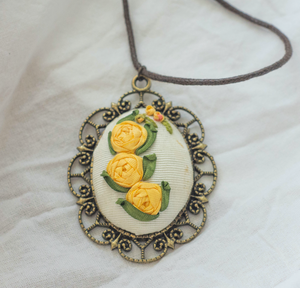 Embroidered Flower Pendant