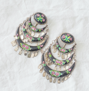 Flower Dangle Clip on Earrings