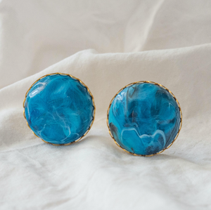 Modern Blues Clip On Earrings